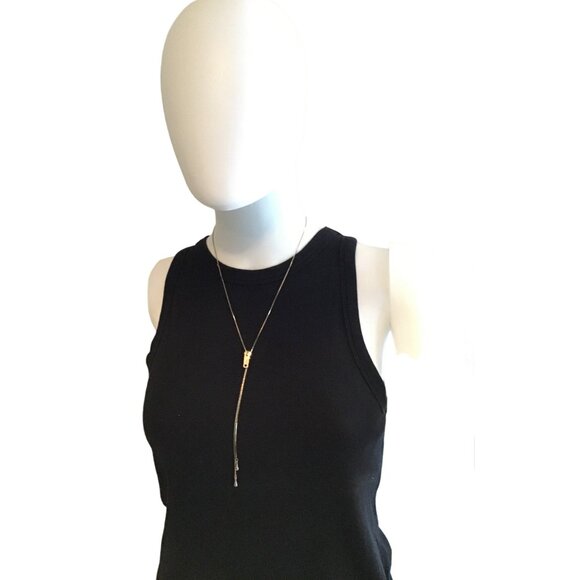 BEAUTIFUL WOMENS GOLD TONE ZIPPER NECKLACE - Picture 3 of 4